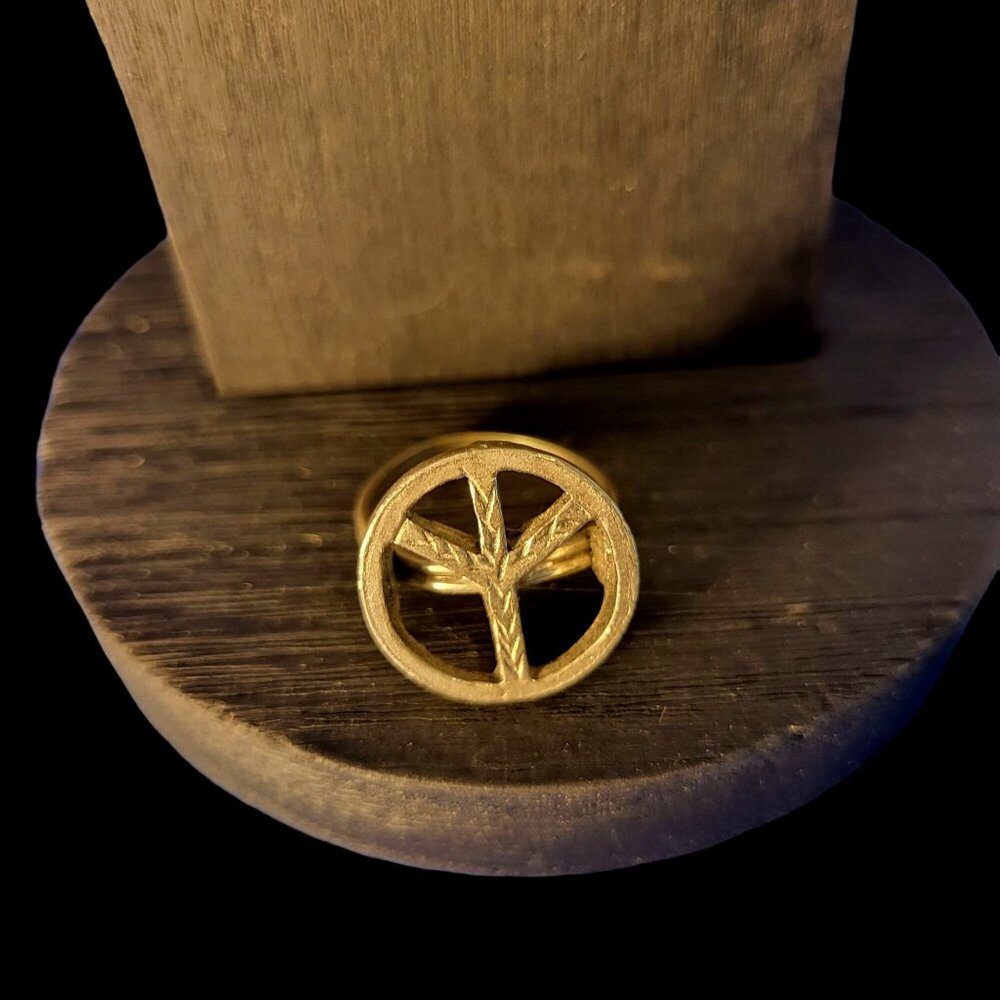 Vintage Brass Peace Sign Ring